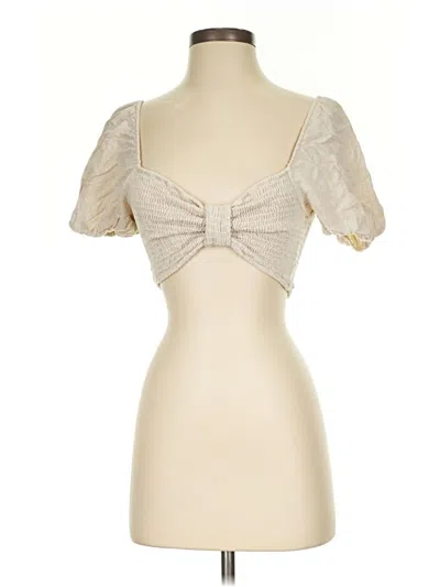 Pre-owned Emory Park Short Sleeve Blouse In White