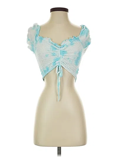 Pre-owned Emory Park Short Sleeve Top Blue Sweetheart Neckline Tops