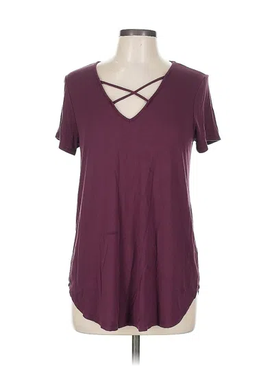 Pre-owned Emory Park Short Sleeve Top Purple Keyhole Neckline Tops