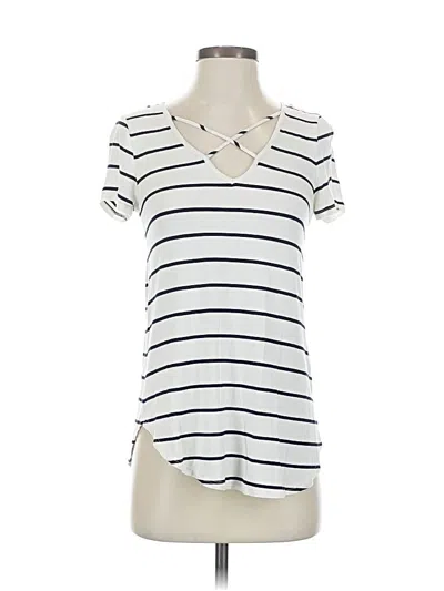 Pre-owned Emory Park Short Sleeve Top White V Neck Tops