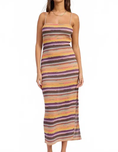 Emory Park Sophie Knit Midi Dress In Multicolored Stripe In Brown
