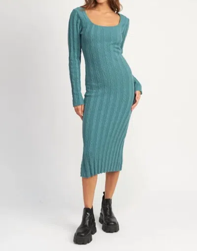 Emory Park Square Neck Ribbed Midi Dress In Light Teal In Green
