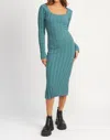 Emory Park Square Neck Ribbed Midi Dress In Light Teal In Multi