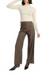 Emory Park Straight Leg High Waist Buckle Trousers In Brown In Brown