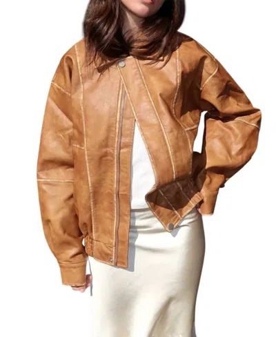 Emory Park The Vintage Effect Bomber Jacket In Tan In Brown