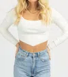 EMORY PARK TRIANGLE LONG SLEEVE CROP TOP IN IVORY