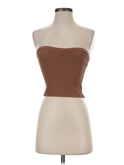 Pre-owned Emory Park Tube Top Brown Strapless Neckline Tops