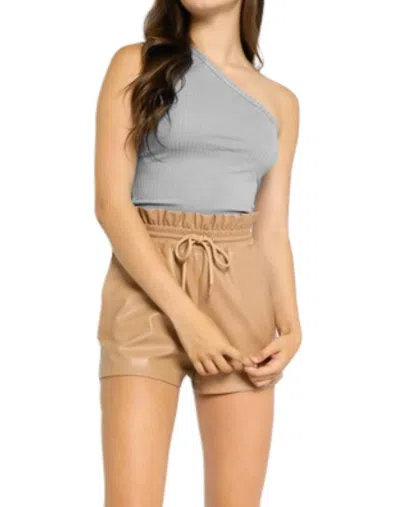 Emory Park Vegan Leather Drawstring Shorts In Taupe In Brown