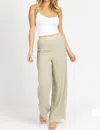 Emory Park Wide Leg High Rise Pants In Sage In Beige
