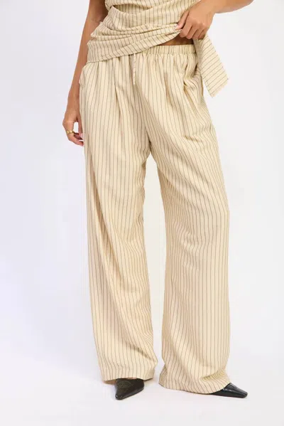 Emory Park Wide Leg Pinstripe Pant In Natural/ Cream In Multi
