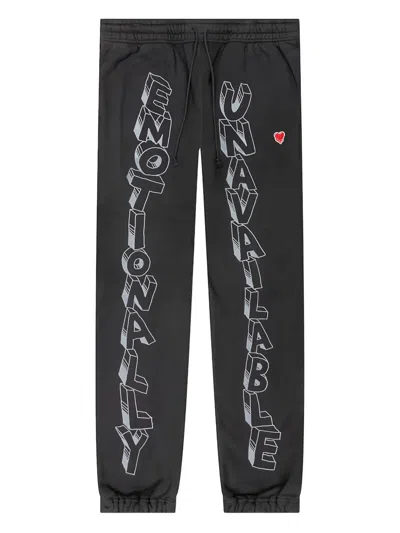 Emotionally Unavailable Embroidered-logo Track Pants In Black