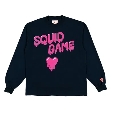 Pre-owned Emotionally Unavailable Men's  X Squid Games Logo Long Sleeve T-shirt In Black