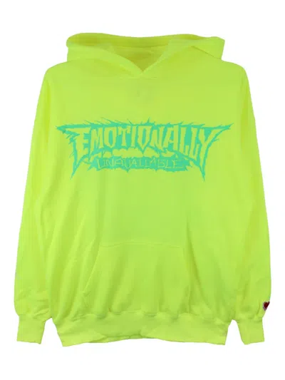 Emotionally Unavailable Spiked-heart Hoodie In Green