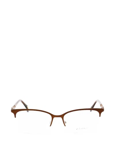 Emozioni Half-rim Rectangle-frame Glasses In Brown