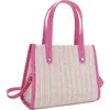 Emperia Annabelle Mini Straw Satchel In Natural/hot Pink