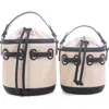 Emperia Mali + Lili Gina Set Of 2 Twinning Straw Bucket Bags In Natural/black