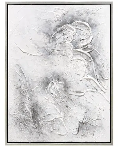 Empire Art Direct Abstract Whispers Heavily Textured Hand-painted Framed Canvas Wall Art In White