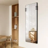 Empire Art Direct Acrylic Accent Rectangular Mirror Featuring Three Clear Acrylic Accent Rails On A Black Iron Frame In Black