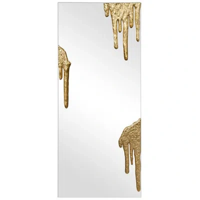 Empire Art Direct Antique Gold Foiled Icecles On A Frameless Rectangular Wall Mirror,48"x20"