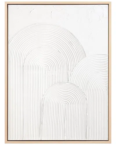 Empire Art Direct Arc Harmony Heavily Textured Hand-painted Framed Canvas Wall Art In White