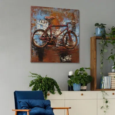 Empire Art Direct 'biking' 3d Metal Wall Art In Blue;red