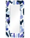 Empire Art Direct Cerulean Strokes Rectangular Beveled Wall Mirror On Free Floating Printed Tempered Art Glass 7
