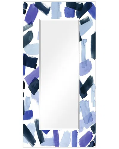 EMPIRE ART DIRECT EMPIRE ART DIRECT CERULEAN STROKES RECTANGULAR BEVELED WALL MIRROR ON FREE FLOATING PRINTED TEMPERED