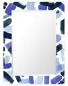 Empire Art Direct Cerulean Strokesrectangular Beveled Mirror On Free Floating Printed Tempered Art Glass In Multi