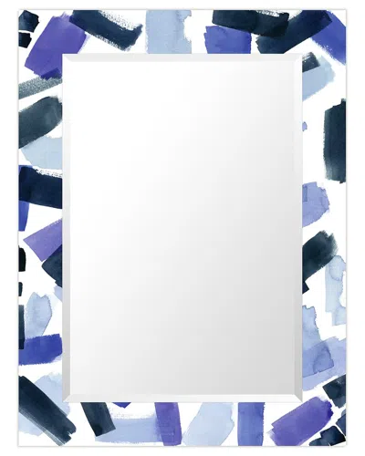 Empire Art Direct Cerulean Strokesrectangular Beveled Mirror On Free Floating Printed Tempered Art G In Multi