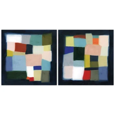 Empire Art Direct "chromatic Cube I&ii" Frameless Free Floating Reverse Printed Tempered Glass Wall Art Set Of 2 In Black;white;gray