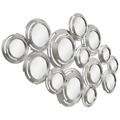 Empire Art Direct "circles Of Reflection"circle Array Mirrors In Metal Foiled Frame, Set Of 2 In Silver