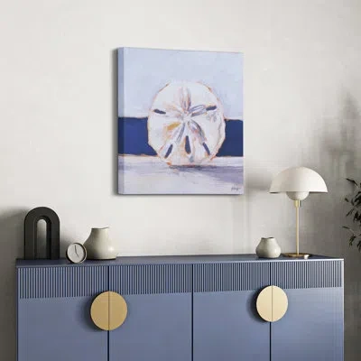 Empire Art Direct "coastal Serenity I", Sand Dollar Rendered On Silver Metallic Shagreen Wrapped Canvas Wall Art In Blue