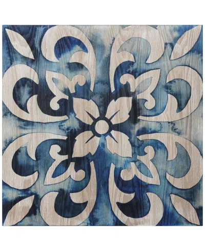 Empire Art Direct 'cobalt Tile Ii' Fine Giclee Printed Directly On Hand Finished Ash Wood Wall Art, 24" X 24" In Navy