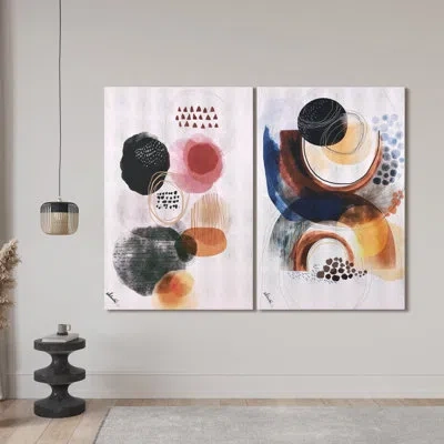 Empire Art Direct "colorful Harmony I & Ii", Colorful Abstract Rendered On Silver Shagreen Wrapped Canvas Wall Art Set In Multi-color