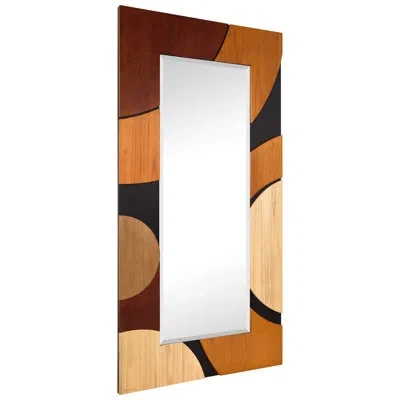 Empire Art Direct "curved Elegance" Hand Made Solid Paulownia Wood Beveled Leaner Mirror Size 80"x40" In Cinnamon,dark Brown,sandy Taupe