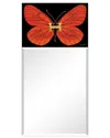 Empire Art Direct Designer Butterfly Rectangular Beveled Mirror On Free Floating Printed Tempered Art Glass In Multi