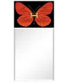 Empire Art Direct Designer Butterfly Rectangular Beveled Mirror On Free Floating Printed Tempered Art Glass In Black,red