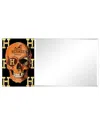 Empire Art Direct Designer Skull Rectangular Beveled Mirror On Free Floating Printed Tempered Art Glass In Multi