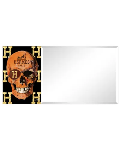 Empire Art Direct Designer Skull Rectangular Beveled Mirror On Free Floating Printed Tempered Art Gl In Multi
