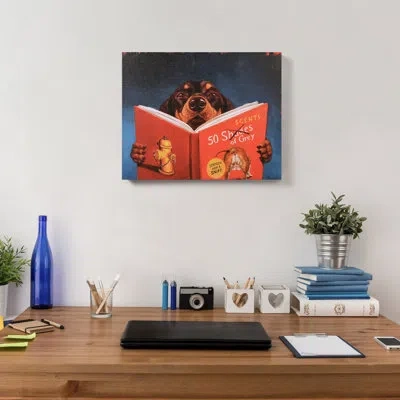 Empire Art Direct Dog Gone Funny' By Lucia Heffernan - Painting Print On Canvas In Blue;red