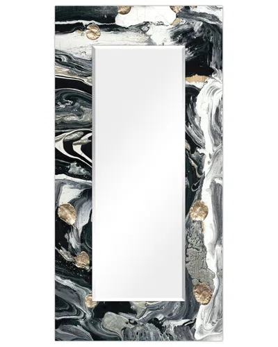 EMPIRE ART DIRECT EMPIRE ART DIRECT EBONY & IVORY RECTANGULAR BEVELED WALL MIRROR ON FREE FLOATING PRINTED TEMPERED AR