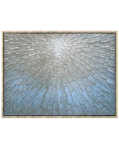 Empire Art Direct Ethereal Light Textured Metallic Hand-painted Framed Canvas Wall Art In Blue