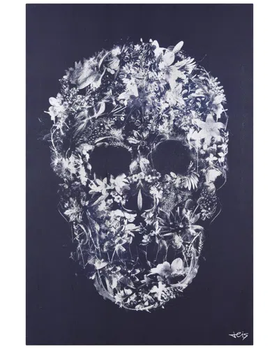 Empire Art Direct Ethereal Skull Wrapped Canvas Wall Art In Blue