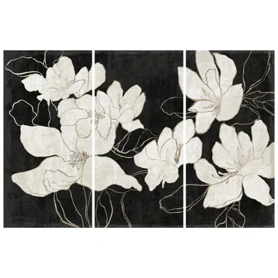 Empire Art Direct " Floral Elegance Trio " 3 - Pieces In Black;white