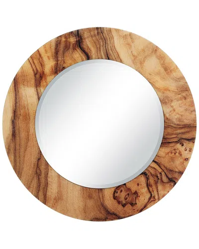 EMPIRE ART DIRECT EMPIRE ART DIRECT FOREST ROUND BEVELED WALL MIRROR ON FREE FLOATING PRINTED TEMPERED ART GLASS