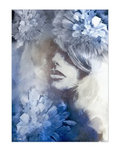 Empire Art Direct Frosted Glass Washable Abstract Art Area Rug In Blue
