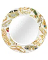 Empire Art Direct Gold Charm Round Beveled Mirror On Free Floating Printed Tempered Art Glass In Multi