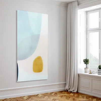 Empire Art Direct "gold Monde Ii B" Frameless Free Floating Reverse Printed Tempered Art Glass Wall Art In Blue,yellow