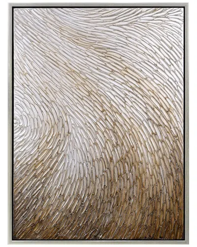 Empire Art Direct Gold Waves Ii Textured Metallic Hand-painted Framed Canvas Wall Art In White