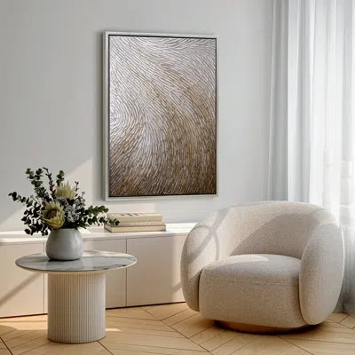 Empire Art Direct Gold Waves Ii Textured Metallic Hand Painted Framed Canvas Wall Art In Silver,brown